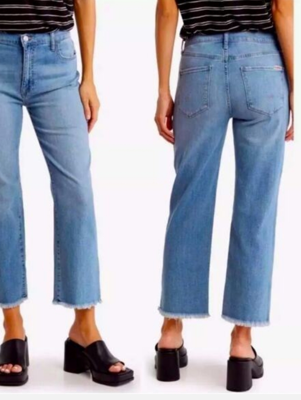 MOTHER Light Blue Cropped Flare Jeans